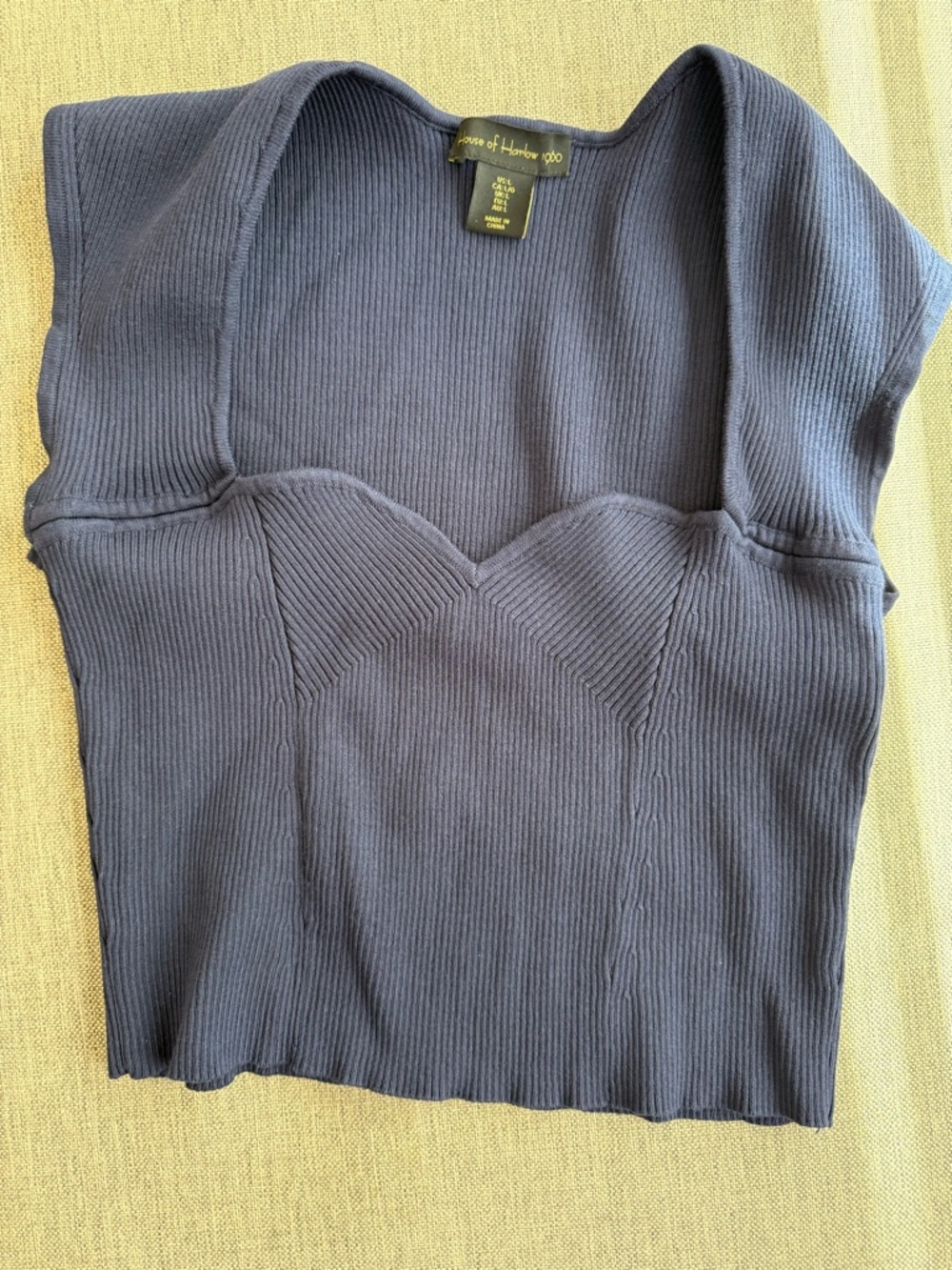 House of Harlow 1960 Ribbed Dark Blue Crop Top